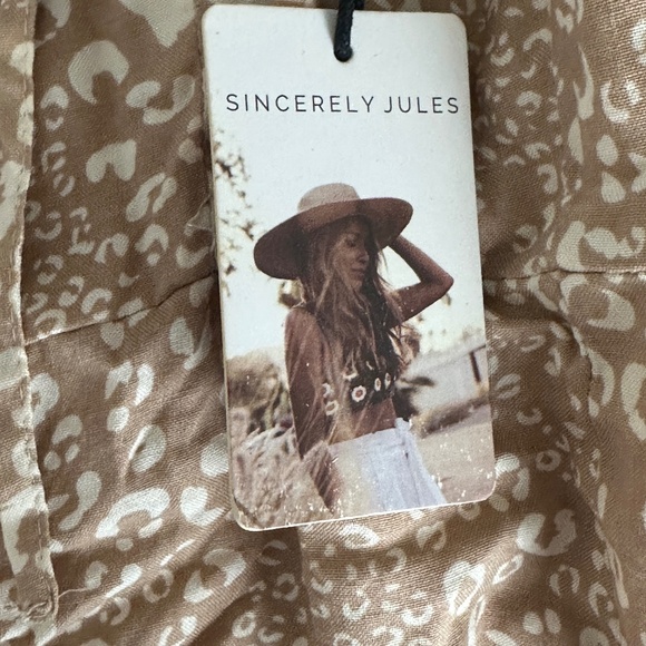 Brand New Sincerely Jules Leopard Cheetah Print Tan Dress Size XL Maxi Cottage - Picture 5 of 7
